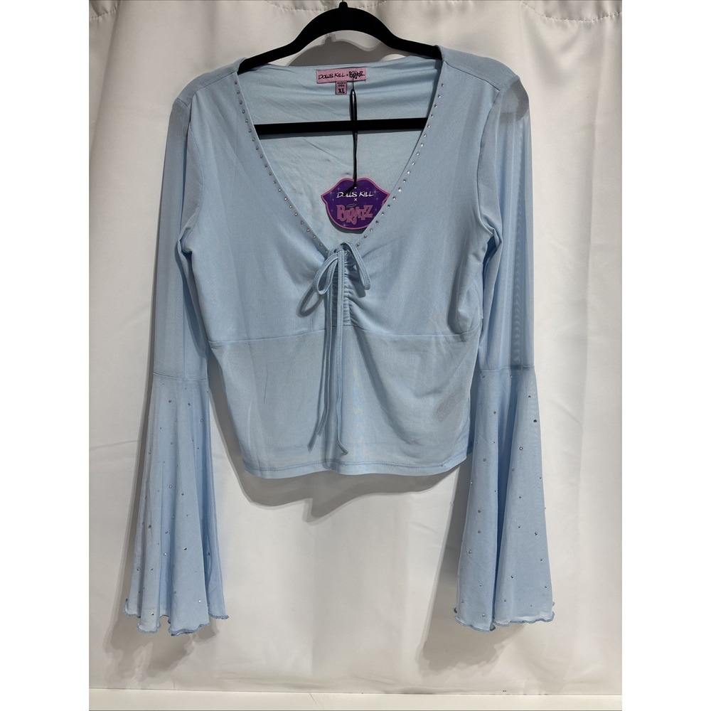DollsKill x Bratz Call Me‎ AngelTop Sheer Flare Sleeves Adorned W/Rhinestones XL